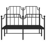 vidaXL Cadre de lit métal sans matelas avec pied de lit noir 120x200cm