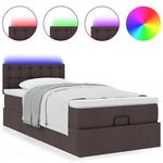vidaXL Lit ottoman avec matelas et LED marron foncé 90x200 cm tissu