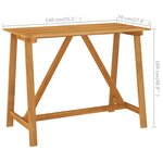 vidaXL Table de bar de jardin 140x70x104 cm Bois d'acacia massif