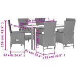 vidaXL Ensemble à manger de jardin et coussins 7 Pièces beige poly rotin