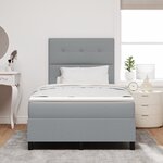 vidaXL Lit à ressorts avec matelas et LED grise  120 x 190 cm  en tissu