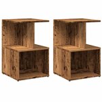 vidaXL Tables de chevet 2 Pièces vieux bois 35x35x55 cm bois d'ingénierie