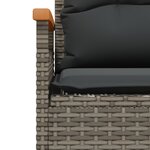 vidaXL Banc de jardin avec coussins 116x62 5x74 cm gris résine tressée