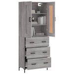 vidaXL Buffet haut Sonoma gris 69 5x34x180 cm Bois d'ingénierie