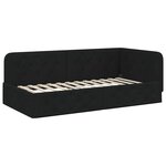 vidaXL Cadre de lit d'angle avec matelas Noir 90 x 200 cm tissu