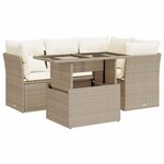 vidaXL Salon de jardin avec coussins 5 Pièces beige résine tressée