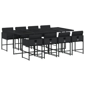 vidaXL Ensemble à manger de jardin 9Pièces coussins noir résine tressée