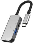 Ovegna PL003 : Hub USBC 3 en 1, Aluminium Alloy, Adaptateur USBC vers HDMI, USB 3.0 et Sortie USBC, pour Tablet, MacBook/Air, Laptop, PC, Android Box