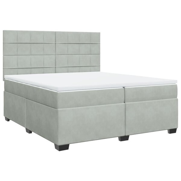 vidaXL Sommier à lattes de lit et matelas Gris clair 200x200cm Velours