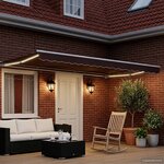 vidaXL Auvent rétractable électrique Marron et blanc 4 5 × 3 m