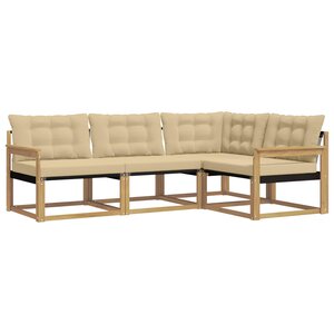 vidaXL Ensemble de canapés d'extérieur 4 pc Blanc et Beige