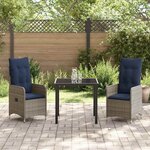 vidaXL Ensemble de salle à manger pour jardin 3 Pièces Gris polyrotin