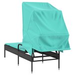 vidaXL Chaise longue avec auvent noir résine tressée