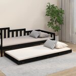 vidaXL Cadre de lit sans matelas noir 75x190 cm bois de pin massif