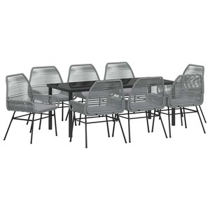 vidaXL Ensemble de salle à manger pour jardin 9 Pièces Gris polyrotin