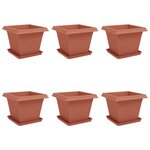 vidaXL Pots de plantes 6 Pièces Rouge brique 43 x 43 x 33 5 cm Plastique