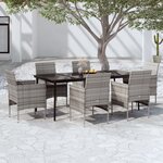 vidaXL Ensemble à manger de jardin coussins 7Pièces Gris et noir