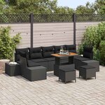 vidaXL Ensemble de canapé de jardin 10 Pièces Noir 90 x 55 x 71 cm