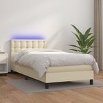 vidaXL Sommier à lattes de lit avec matelas et LED Crème 90x200cm