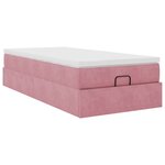 vidaXL Cadre de lit ottoman avec matelas rose 100x200 cm velours