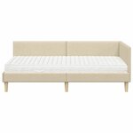 vidaXL Cadre de lit d'angle avec matelas Autre 2 Pièces Crème tissu