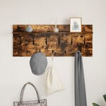 vidaXL Porte-manteau mural avec étagère avec stockage Chêne fumé 100 x 40 x 12 cm