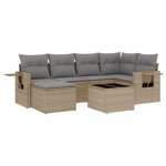 vidaXL Salon de jardin avec coussins 7 Pièces beige résine tressée