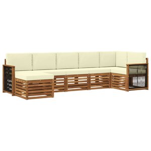 vidaXL Ensemble de canapés d'extérieur 6 pc Naturel et Crème