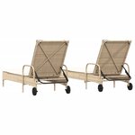 vidaXL Chaises longues avec coussins lot de 2 beige résine tressée