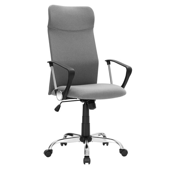 Fauteuil de bureau chaise ergonomique siège rembourré pivotant en tissu hauteur réglable mécanisme basculent charge 120 kg gris 12_0005876