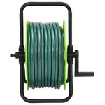 vidaXL Enrouleur de tuyau vert sur pied avec tuyau de 50 m PVC