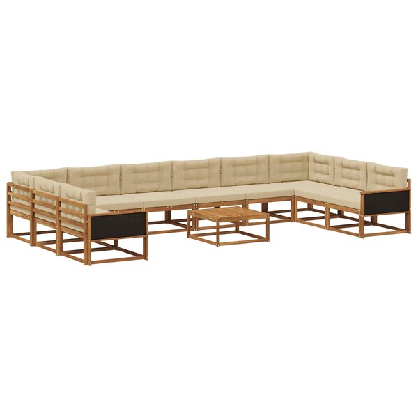 vidaXL Ensemble de canapés d'extérieur 11 Pièces Naturel et Beige