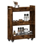 vidaXL Armoire avec roues chêne fumé 60x22x79 cm bois d'ingénierie