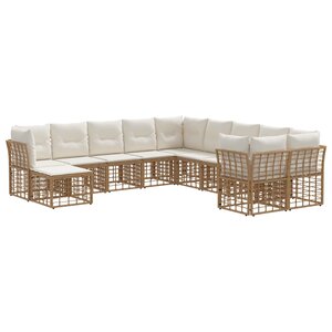 vidaXL Ensemble de canapés d'extérieur 11 Pièces Blanc Naturel et Crème