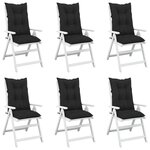 vidaXL Coussins de chaise de jardin à dossier haut lot de 6 noir tissu