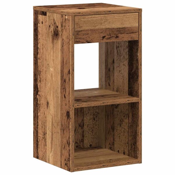 vidaXL Table de chevet avec tiroir vieux bois 35x34x66 5 cm