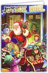 Carte joyeux père noël traineau en or doré brillant avec enveloppe pour enfants