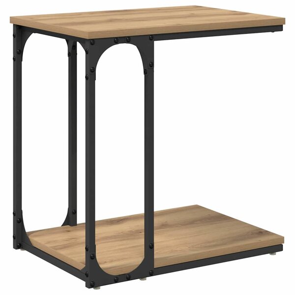 vidaXL Table d'appoint avec étagère Chêne artisanal 50 x 35 x 52 cm