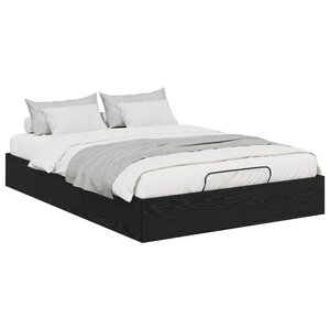 vidaXL Cadre de lit ottoman avec stockage Chêne Noir 193 x 140 x 25 cm