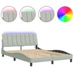 vidaXL Cadre de lit avec lumières LED gris clair 140x190 cm velours