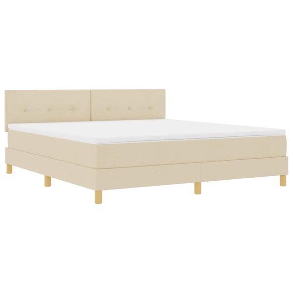 vidaXL Lit à ressort LED avec bandes LED Crème 180 x 200 cm tissu