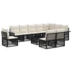 vidaXL Ensemble de canapé de jardin 11 pc Noir polyrotin