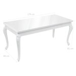 vidaXL Table à manger 179x89x81 cm Blanc brillant