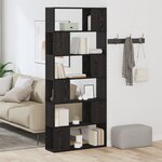 Étagère vidaXL en chêne noir 80x24x186 cm en bois d'ingénierie
