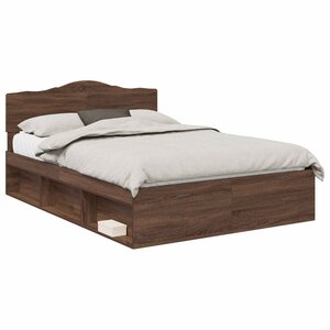 vidaXL Cadre de lit Chêne brun 140 x 200 cm Bois de pin massif