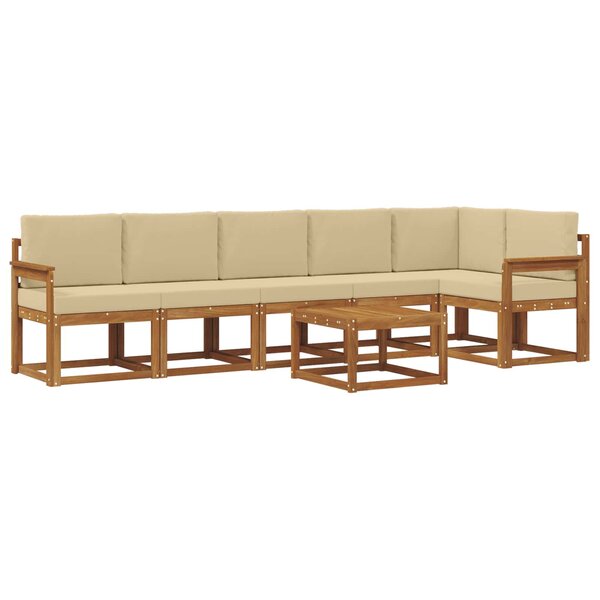 vidaXL Ensemble de canapés d'extérieur 7 Pièces Naturel et Beige