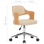 vidaXL Chaise pivotante de bureau Crème Bois courbé et similicuir