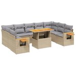 vidaXL Salon de jardin avec coussins 10 Pièces beige résine tressée