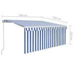 vidaXL Auvent manuel rétractable et store et LED 3x2 5 m Bleu et blanc