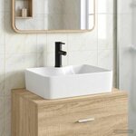 vidaXL Lavabo de salle de bains Noir Mat 48 5 x 37 5 x 13 cm métal